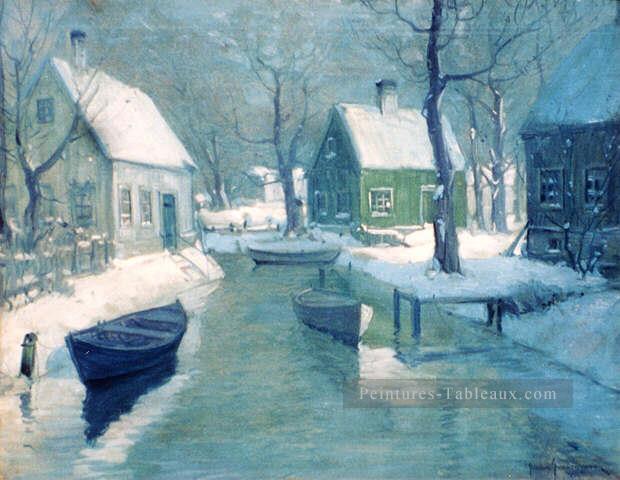 sn036B impressionnisme neige paysage d’hiver Peintures à l'huile
